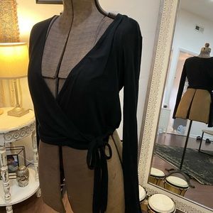 Mossimo | Black Long Sleeve Wrap Crop Top XS.